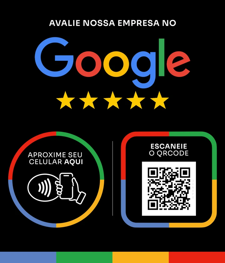 Placa Google preta, com NFC e QR code