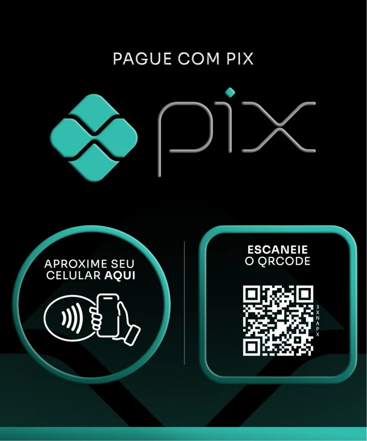 Placa Pix preta, com NFC e QR code
